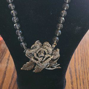 Smoke grey crystal bead necklace